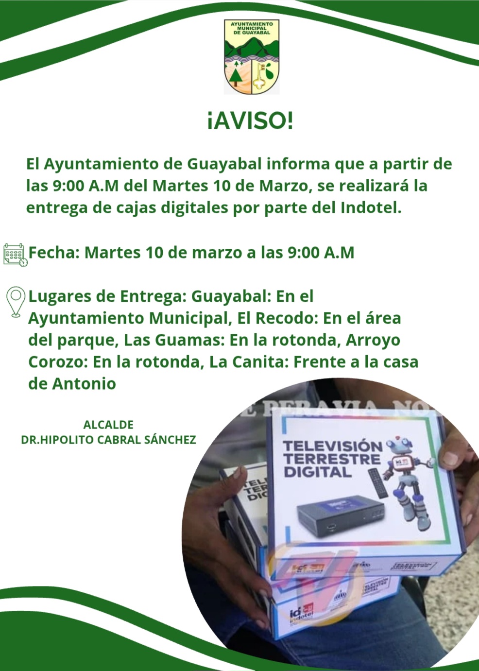 Entrega de Cajas Digitales por parte del INDOTEL