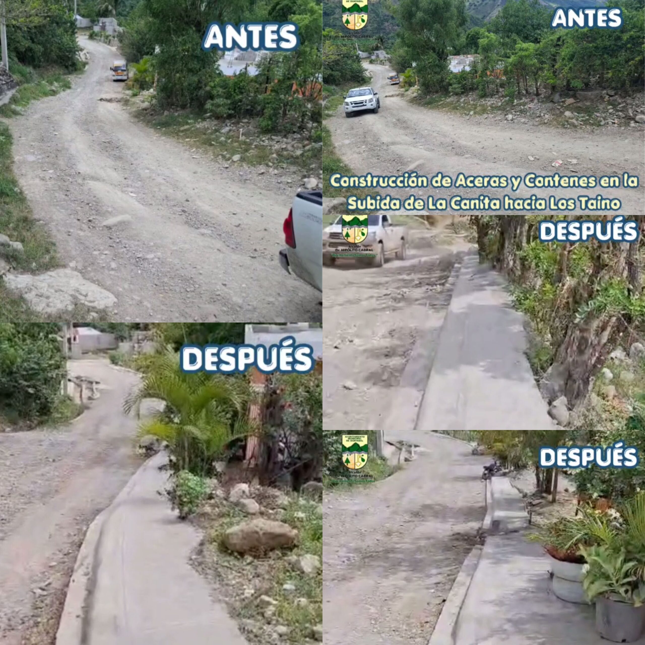 Construcción de Aceras y Contenes en la Subida de La Canita hacia Los Taino